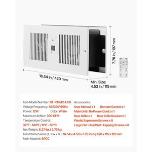 Ventilatore da parete 2-in-1 da 300 CFM con telecomando e controllo della temperatura (4 pollici) - Product Image 4