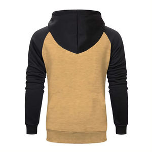 <b>Mens</b> Colorblock Khaki and <b>Black</b> Raglan Pullover <b>Hoodie</b> with Kangaroo Pocket OEM ODM Wholesale Apparel - Product Image 3