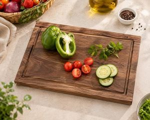 Planche à découper en bois artisanale pour la cuisine, robuste, pour couper, servir et préparer les aliments, planche à découper en bois naturel rustique - Product Image 2