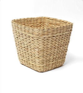 Custom Size Handcrafted Water Hyacinth Braided <b>Square</b> <b>Storage</b> <b>Basket</b> for Home Kitchen Living Room Decor Clothing Organization - Product Image 4