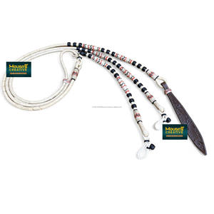 Wholesale Romal Rein Leather Grips for Equestrian Horse Riding Decorated with <b>Beads</b> & Accents Loop End Rein - Product Image 1