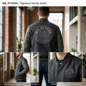 Veste de baseball pour homme en laine avec manches en cuir noir, patch brodé, boutons-pression, personnalisable OEM ODM - Product Image 4