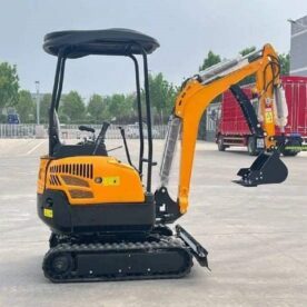 Compact Orange Crawler Excavator With Digging Bucket And Protective Canopy - Product Image 5