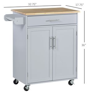 Carrello da Cucina Mobile Moderno Grigio con Isola Girevole, Cassetti Regolabili, Portasciugamani - Realizzato in Plastica, Legno di Quercia, MDF, Marmo - Product Image 3