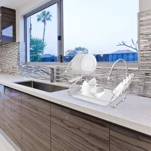 Égouttoir à vaisselle multifonctionnel en forme de S à double couche XH pour bols, assiettes, baguettes et cuillères - Product Image 3