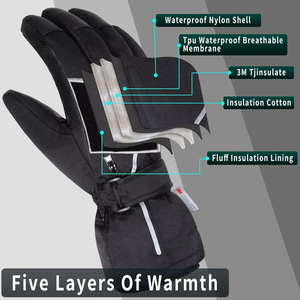 Guantes Térmicos con Pantalla Táctil para Invierno, Forros para Snowboard y Esquí con Calefacción Eléctrica, Características de Motocicleta, Cálidos y Cómodos - Product Image 3