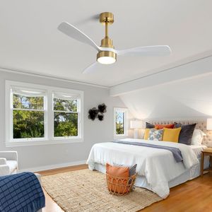 Ventilatore da soffitto per soggiorno da 48 pollici con 3 pale in legno massello e motore DC reversibile con telecomando, come W882P195902 - Product Image 6