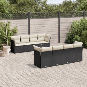 Conjunto de Sofás Grandes para Jardín en Ratán PE Negro con Acero con Recubrimiento en Polvo, Muebles de Exterior Premium - Product Image 1