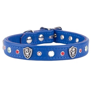 Saman Exports Luxury <b>Dog</b> <b>Collar</b> Premium Quality Leather New Fancy Concho Crystal Stud All Sizes Solid Pattern Rivet Decoration - Product Image 1