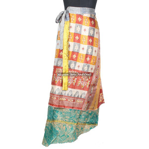 New Beautiful Collection of Vintage Silk Sari <b>Wrap</b> <b>Skirts</b> From India Women Wear Vintage Silk Sari Long Length <b>Wrap</b> Around <b>Skirt</b> - Product Image 4