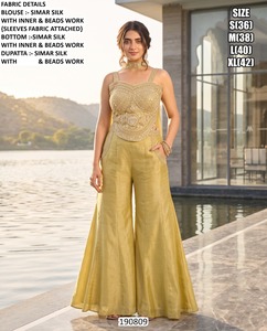 Elegante Salwar Kameez Bandhani para Mujer con Bordado de Cuentas, Largo hasta el Suelo, para Bodas, Corte Regular, Secado Rápido, Estilo Indio/Pakistaní - Product Image 1