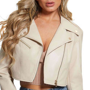 Chaquetas de cuero cortas a prueba de viento y con el mejor diseño para mujer, nuevas chaquetas de cuero cortas de moda para mujer con mangas largas - Product Image 6