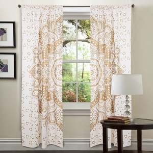 Tapiz de Pared con Diseño Floral Mandala de Algodón, Cortina Decorativa para Puerta o Ventana, Hecho a Mano por Consignatarios Indios - Product Image 1