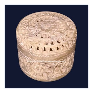Pierre de haute qualité meilleur produit boîte de sculpture en stéatite de qualité supérieure avec utilisation de forme ronde pour le stockage de bijoux article d'emballage cadeau - Product Image 6
