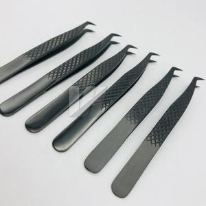 Pince à épiler professionnelle de haute qualité, durable, avec poignée diamantée noire, logo personnalisé, en acier inoxydable, pointe fine pour cils - Product Image 2