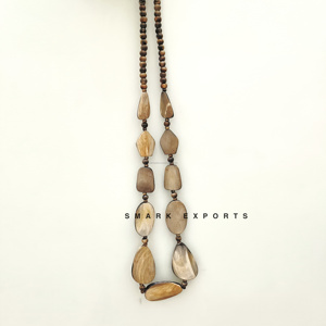 Collar de cuentas de cuerno de búfalo con acabado quemado para mujer, joyería de cuerno Natural hecha a mano, Gargantilla larga de estilo Tribal étnico - Product Image 6