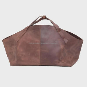 Sac de transport robuste en cuir véritable pour bûches, sac de transport portable pour bois de chauffage, sac de transport pour camping LLR-0164 - Product Image 6