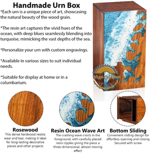 Resin Art Ocean Wave <b>Vase</b> Unique Handmade Decorative Wooden Urn Epoxy Home & Office Memorial Ashes Keepsake Display by AYAANS - Product Image 2