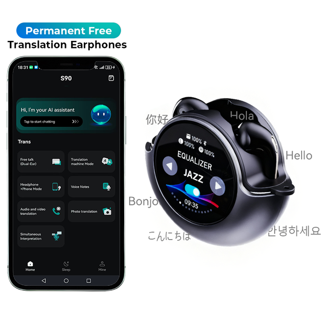 New Android Wi-Fi 4G/5G Instant Voice Translation Earbuds Photo Translation AI Real-time 164 Languages Permanently Translator
