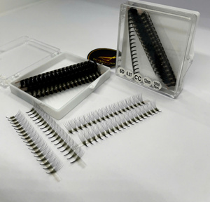 ขนตาปลอมแบบพัดสำเร็จรูป Ultra Speed ผลิตจาก PBT ของเกาหลี แบบปิด 3D 4D 5D คละขนาดในถาด  ความหนา 0.05 0.07 ให้ลุคแบบเปียกนุ่ม - Product Image 4