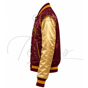 Veste universitaire pour homme OEM, matériau satiné de haute qualité, couleurs, taille et logo personnalisés, veste universitaire unisexe - Product Image 3