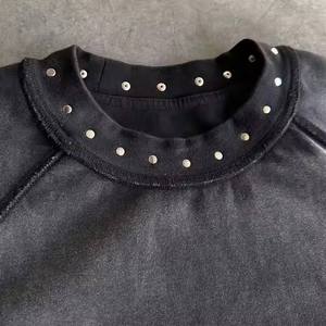 T-shirts <b>for</b> <b>Men</b> Sun Faded Acid Wash Solid Pattern Metal <b>Stud</b> Decoration Woven Nonwoven Casual - Product Image 6