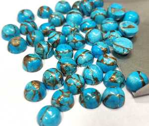 Turquesa Azul Cobre Redonda Cabujón con Base Plana 3mm Suelta Calidad AAA - Product Image 2
