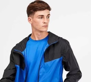 Men's <b>Hooded</b> <b>Soft</b> <b>Shell</b> <b>Jacket</b> Blue Black Color Blocked Water Resistant Zip Fly Outdoor Wear Regular Fit - Product Image 6