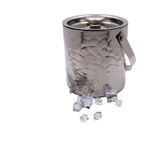Seau à glace en acier inoxydable martelé BarCraft avec poignées en anneau pour champagne et boissons en bouteille, résistant à la rouille - Product Image 5