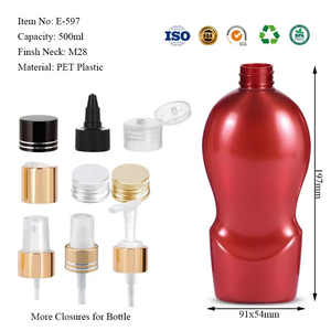 Customized 480ml/1000ml <b>Red</b> Sprayer Bottle <b>Shampoo</b> Hair Care Conditioner PET Plastic Flat Pump Body Wash & Shower Gel - Product Image 4