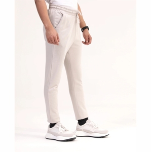 Men's White Cotton Sweatpants Elastic Waist <b>Drawstring</b> Closure Side Pockets Casual Jogger Pants Spring Wear - Product Image 3