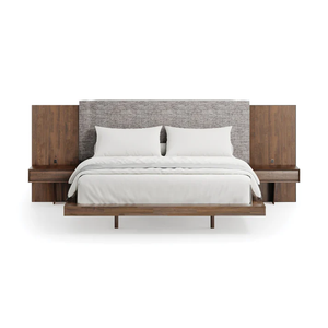 Wholesale Modern Mission Solid Wood <b>Bed</b> | Two-Tone Grid Pattern Architectural <b>Bed</b> Frame - Product Image 5