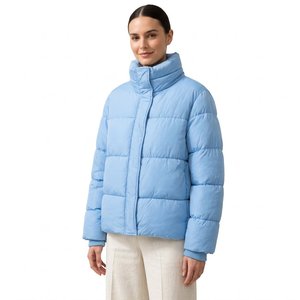 Chaqueta Acolchada Impermeable Azul Claro para Mujer, Ecológica, con Cuello Alto, Cierre de Cremallera, Manga Larga, para Invierno, Color Sólido - Product Image 1