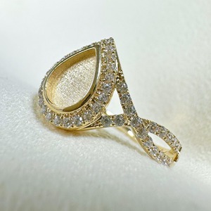 Handmade 18K Gold Plated 925 Sterling Silver 8x10mm Pear Bezel <b>Ring</b> <b>Blank</b> Breastmilk Resin DIY Keepsake Jewelry Finding - Product Image 3