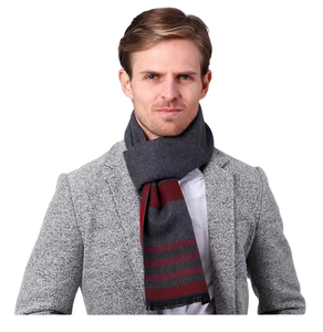 Écharpe longue en laine à carreaux pour homme, écharpe classique d'hiver isolante thermiquement pour adultes - Product Image 2