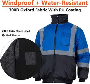 Men's High Visibility ANSI Class 1 Breathable Polyester Custom Color <b>Construction</b> <b>Work</b> <b>Jackets</b> Reflective OEM/ODM Custom Logo - Product Image 3