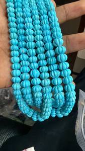 Cuentas Redondas Talladas en Forma de Melón, Color Azul Cielo Turquesa, de 6-14 mm, para la Fabricación de Joyas, Venta al por Mayor, Gemas JaipurGemsHouse - Product Image 3