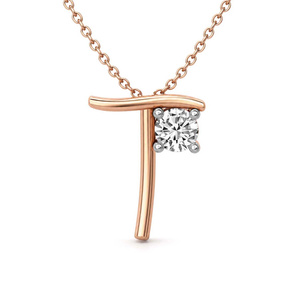 Collar con Colgante de Letra T Personalizado en Oro de 10k, Letra Inicial con Diamante Cultivado en Laboratorio de Corte Minimalista, Unisex, Clásico, 1/5 Ct. Tw. - Product Image 5