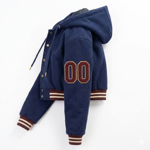 Fabricantes profesionales de chaquetas varsity con capucha personalizadas para mujer, para invierno, venta al por mayor a bajo precio, sudadera varsity en oferta. - Product Image 4
