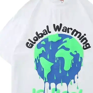 เสื้อยืดคอกลมแขนสั้นสีขาวทรงโอเวอร์ไซส์สำหรับผู้ชาย ผ้าฝ้าย พิมพ์ลายตัวอักษรด้านหน้า ทรงปกติ ใส่ได้ทุกวัน - Product Image 2