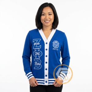 ออกแบบเสื้อคาร์ดิแกนสตรี Zeta Phi Beta ของคุณเอง เสื้อผ้าสตรีนักศึกษา สำหรับฤดูหนาว สวมใส่สบาย ผลิตจากอะคริลิกถัก ติดกระดุม คุณภาพสูง - Product Image 4