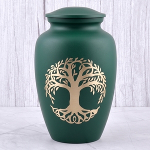 Urna Funeraria de Latón con Árbol de la Vida en Rojo y Dorado, Acabado Mate, para Cenizas Humanas, Recuerdo Funerario y Entierro - Product Image 5