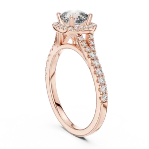 Anillo halo de diamante cultivado en laboratorio con corte radiante, oro macizo, unisex, de lujo, para compromiso, boda, aniversario, para hombres y mujeres - Product Image 6