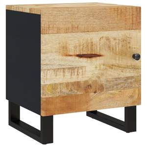 Table de chevet compacte en bois de manguier massif noir et fer naturel - Product Image 2