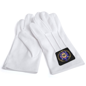 Gants en coton blanc pour chevaliers templiers avec patch noir et broderie personnalisée - Product Image 5