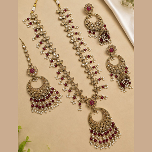 Ensemble de colliers longs pour femmes JeweleMarket, plaqué or, avec pierres en cristal et perles, style ethnique, pour mariage, fiançailles, anniversaire - Product Image 5