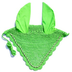 Bonnet d'oreille de cheval en crochet bleu de luxe, respirant, en filet, doux, en spandex, léger, silencieux, masque d'équitation extérieur - Product Image 6