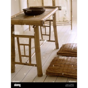 Bamboo Style Wooden <b>Side</b> <b>Table</b> with Rattan <b>Drawer</b> - Minimalist Design Wholesale - Product Image 2