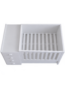 Cuna convertible blanca 4 en 1 con cómoda de 4 cajones para bebés - Product Image 2