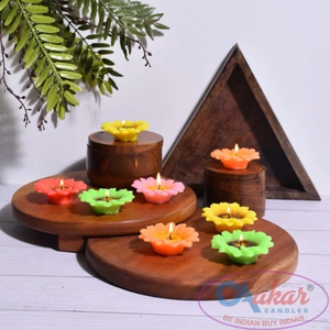 Bougie flottante décorative en cire AF 304 en forme de tournesol, idéale pour les mariages, Diwali et les fêtes - Product Image 1